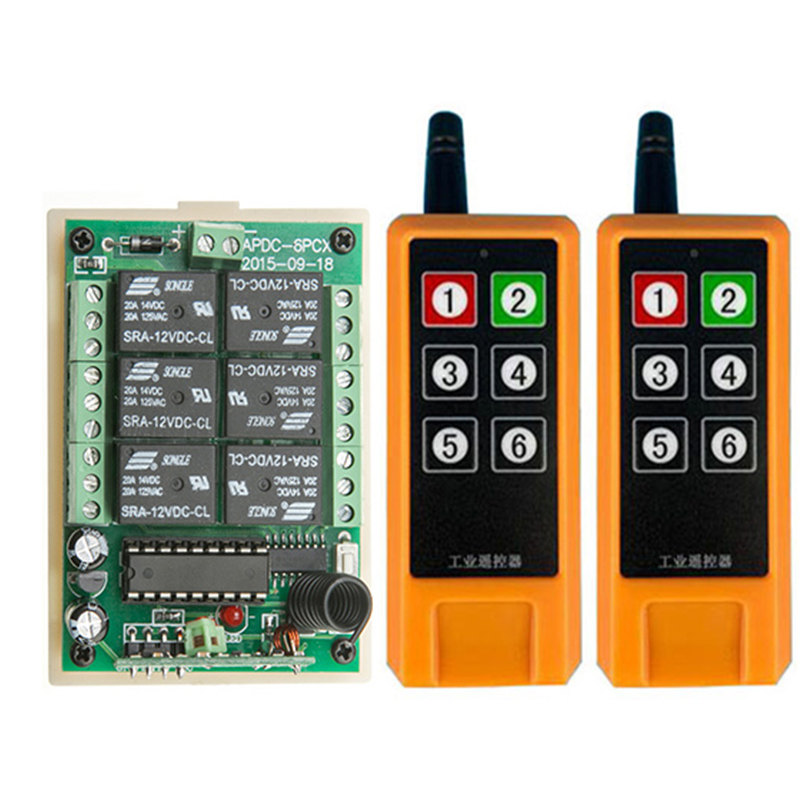 Radio Transmitter 6Ch - 2000m DC12V 24V 6CH Wireless Remote