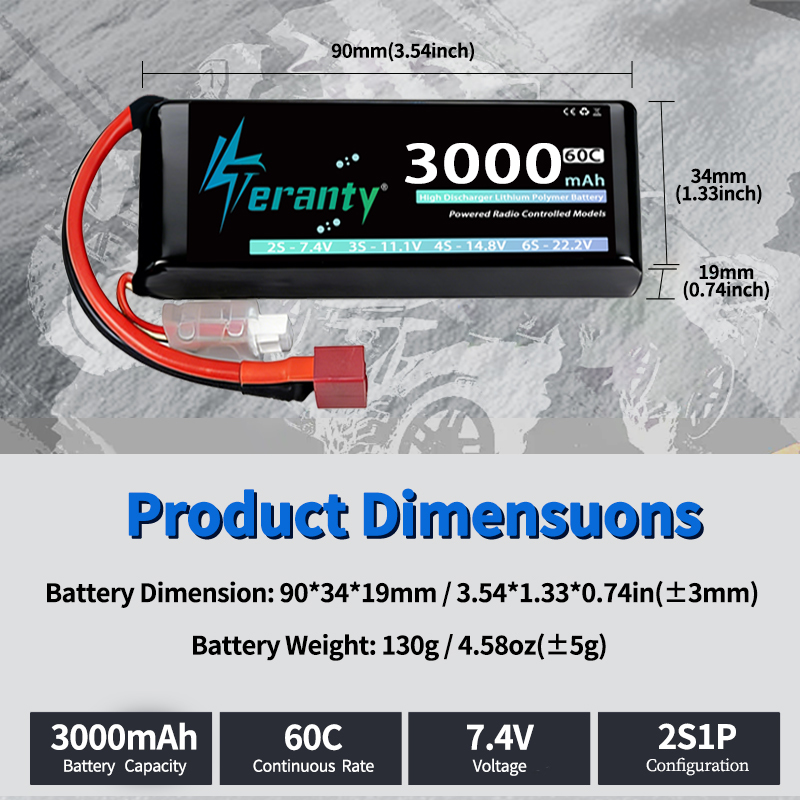 TERANTY 2S 3000mAh Lipo Batter - Rc Hobby Grade Car recension och pris