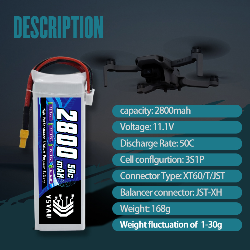 VSVAW 3S 2800mAh Lipo Battery  - Hobby Rc Quadcopters & Multirotors recension och pris